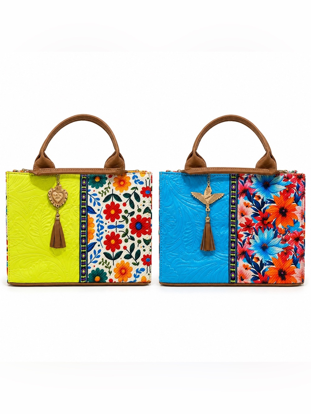 BRAND NEW WITH TAGS Artisanal Embroidered Look Leather Tote Bag – Medium